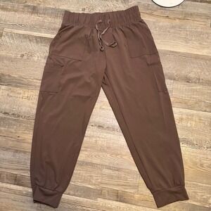 Yogo Cargo Joggers Pants Brown Elastic Waist Drawstring Pockets Women XL